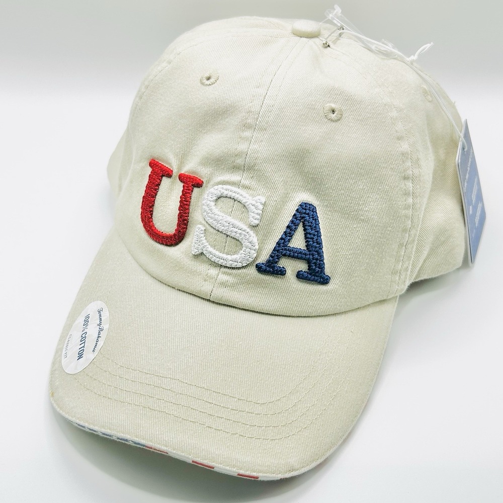USA Tommy Bahama Wordmark Hat Cap Adjustable Strapback Beige Outdoors Casual